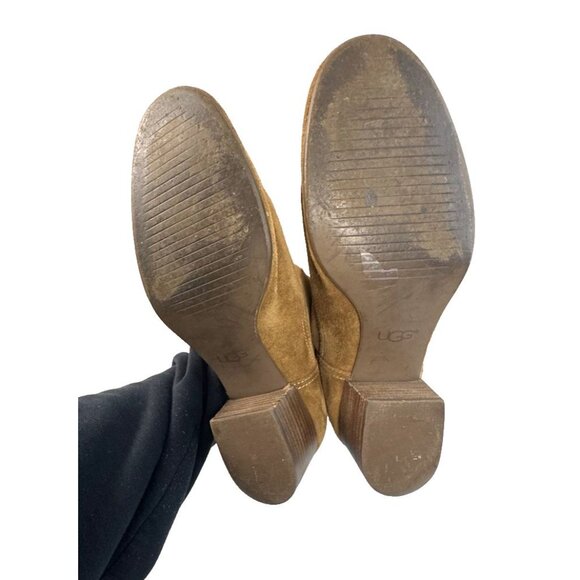 UGG Bandara Brown Suede Ankle Boot 9.5 Cozy Chic Cottagecore Rustic Chic Scuff - Picture 13 of 16